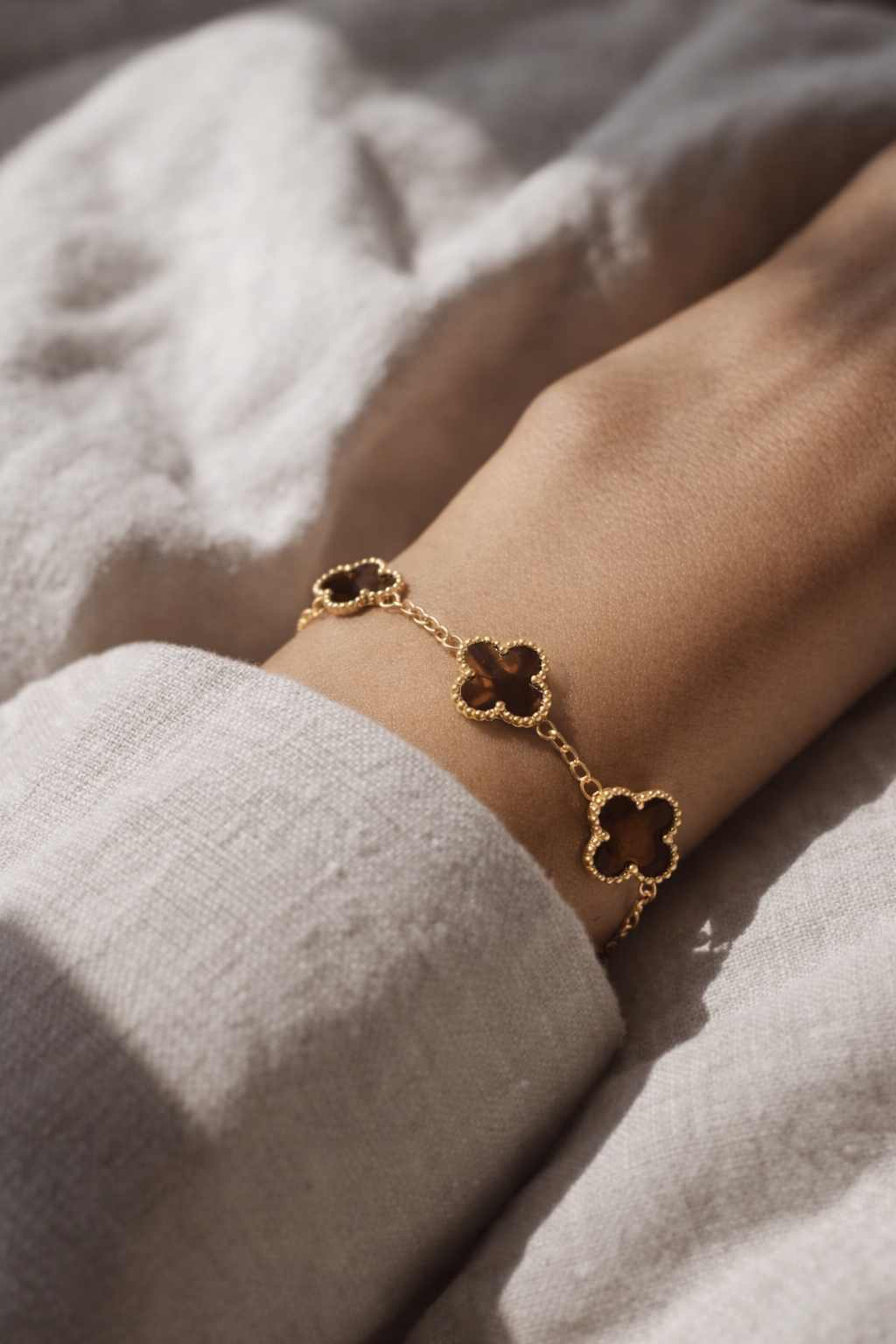 Golden Mocha Clover Bracelet