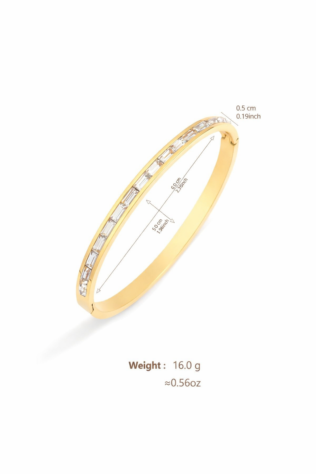 Crystal Gold Bangle Bracelet – Stainless Steel