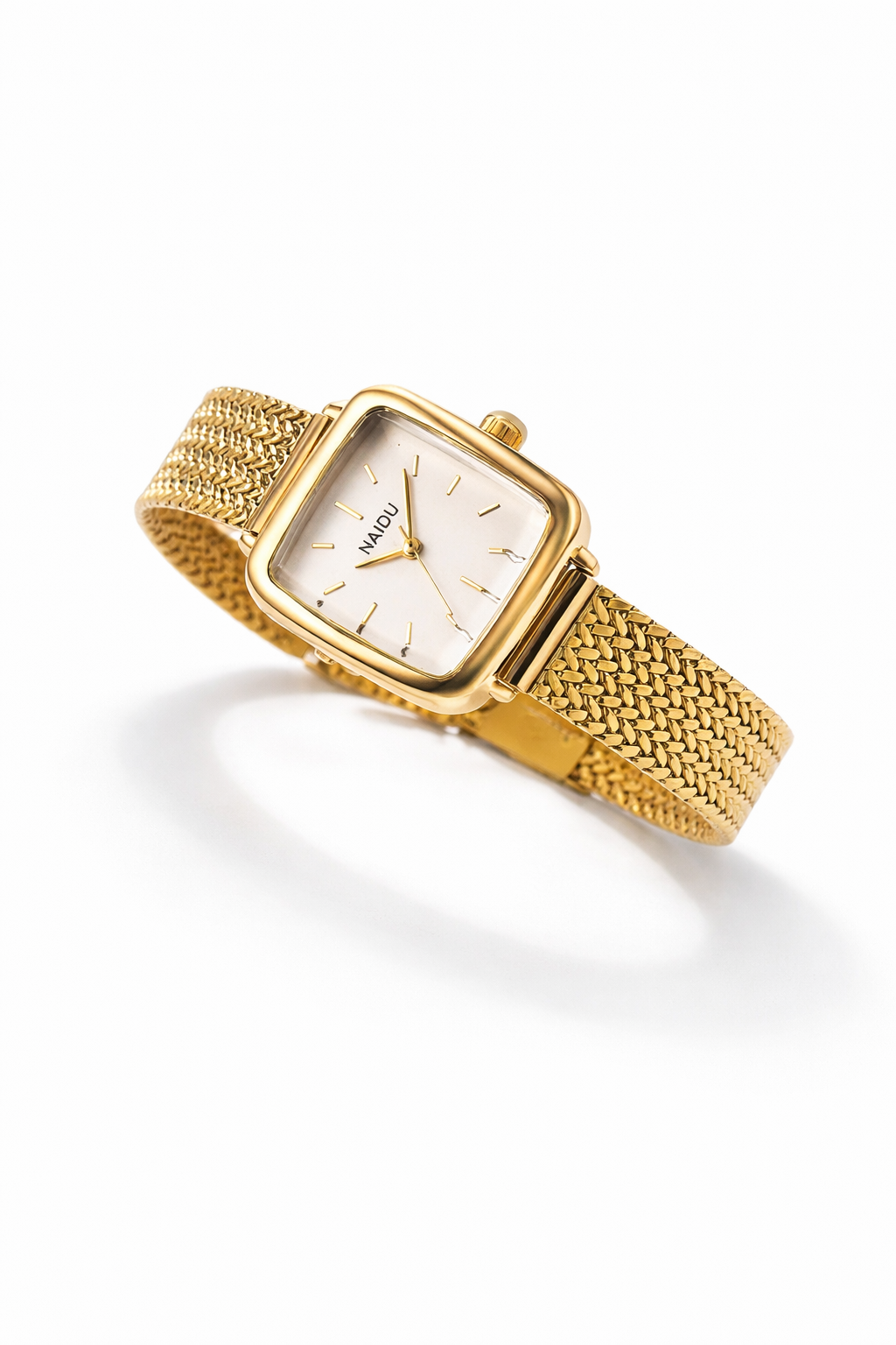 Golden Square Mesh Watch