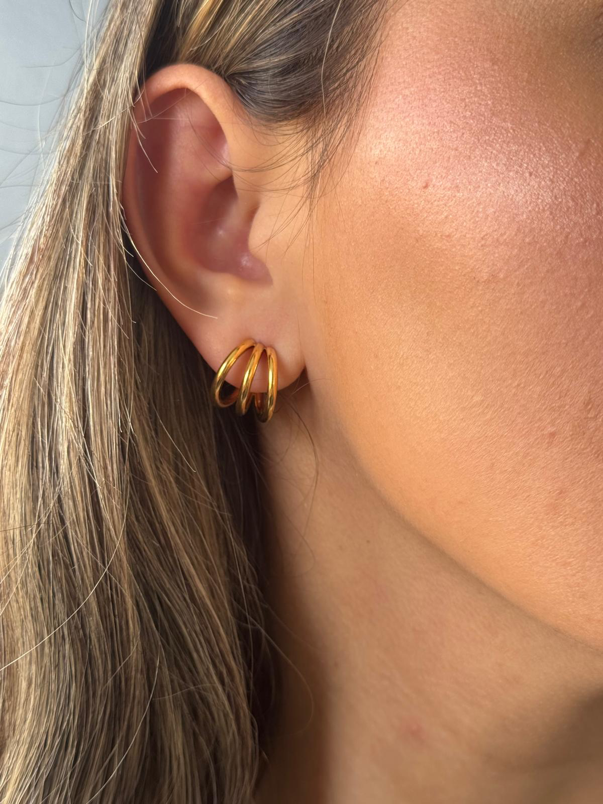 Triple Glow Hoop Studs