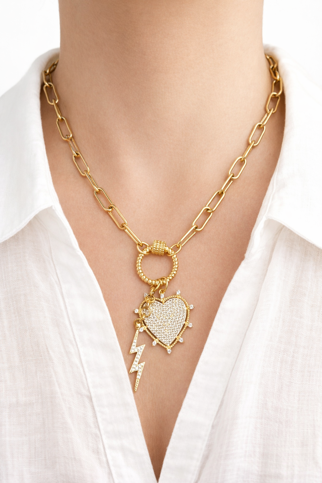 Golden Heart Lightning Necklace