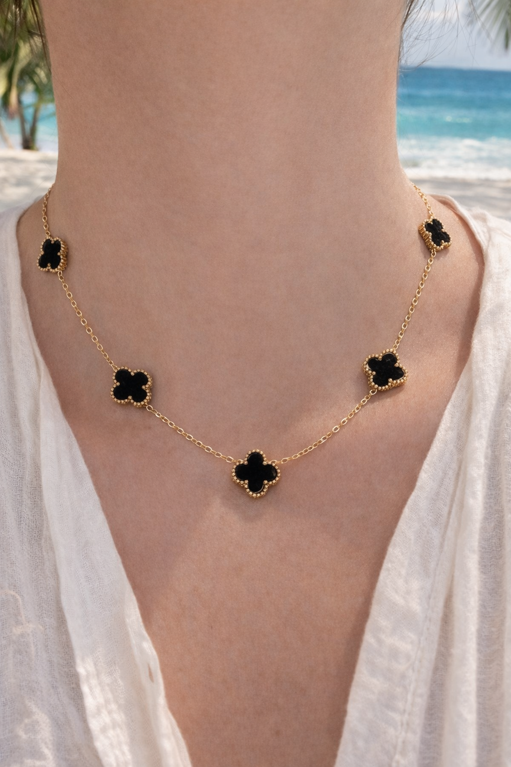 Black Clover Charm Necklace