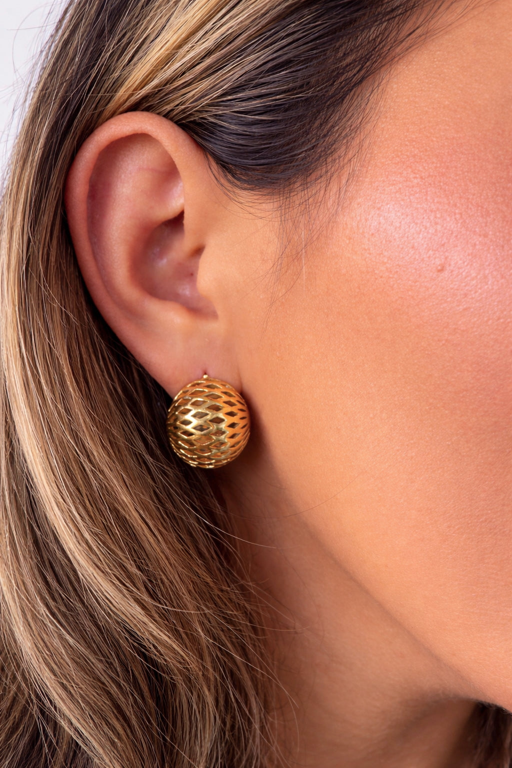 Golden Lattice Sphere Studs