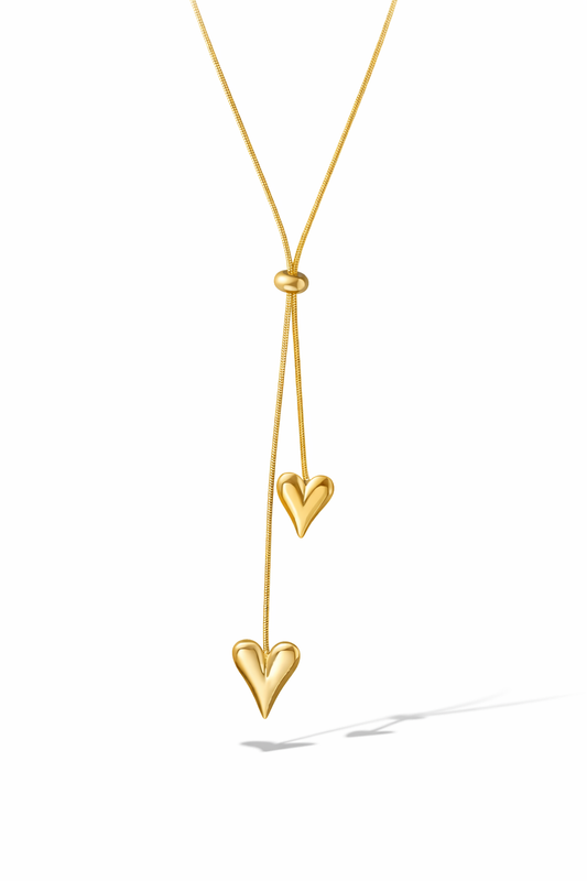 Double Heart Y Necklace