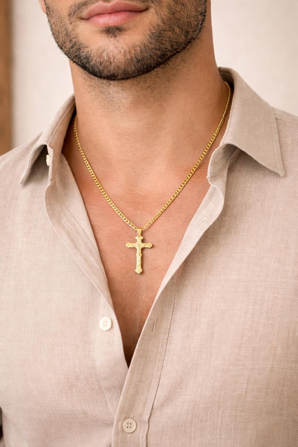 Classic Gold Crucifix Necklace
