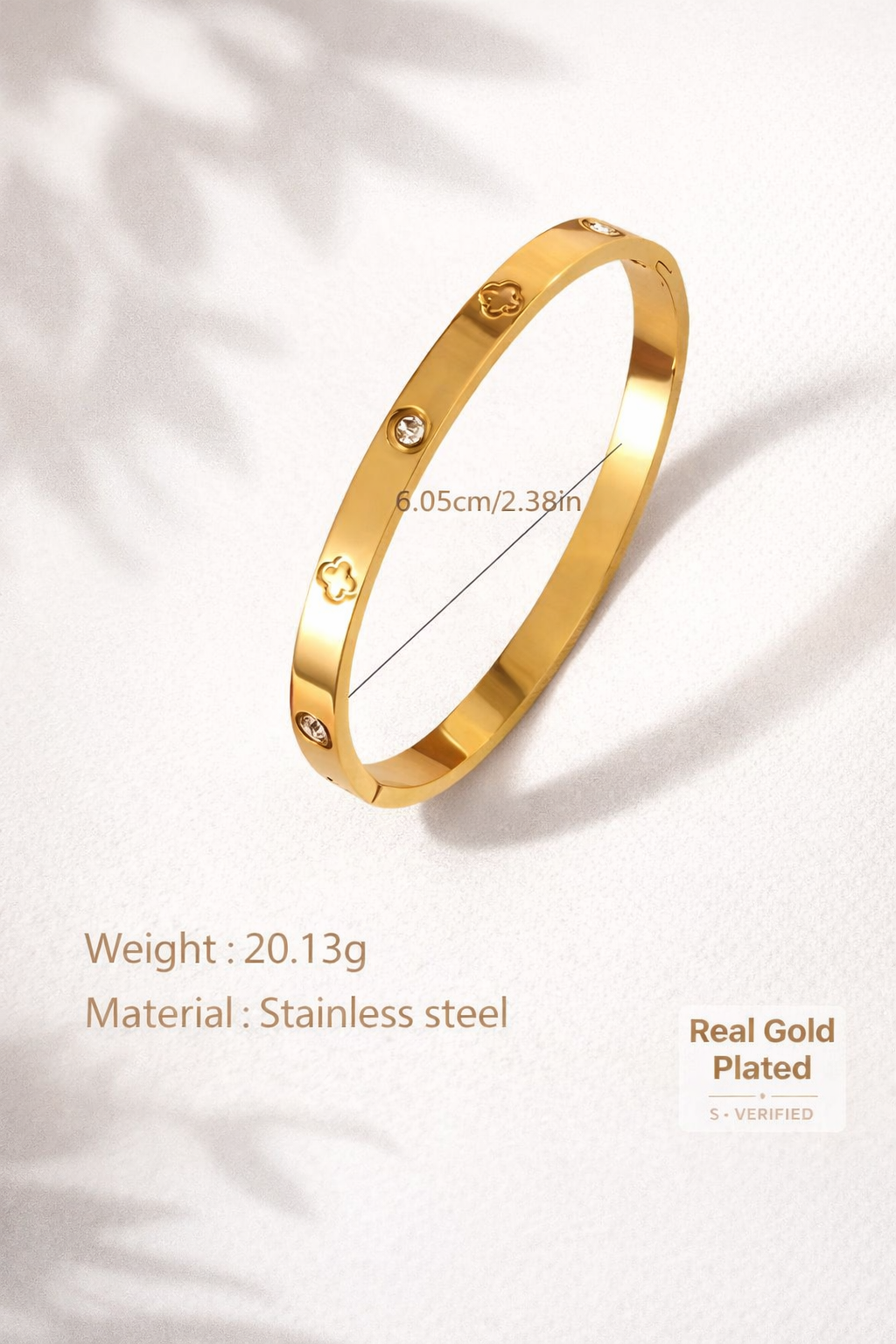Classic Clover Bangle Bracelet – Gold Tone