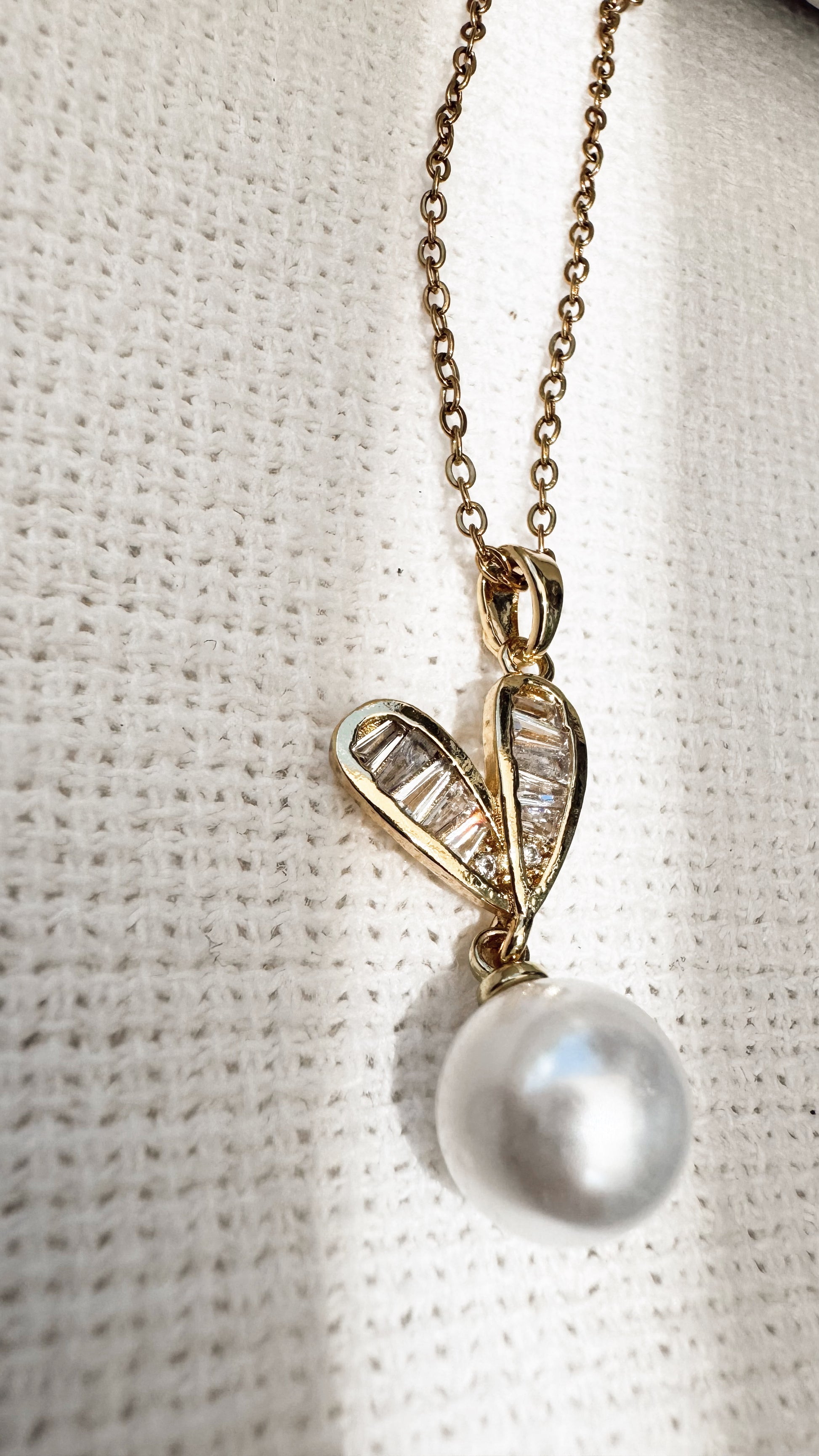 Pearl Heart Sparkle Necklace Set