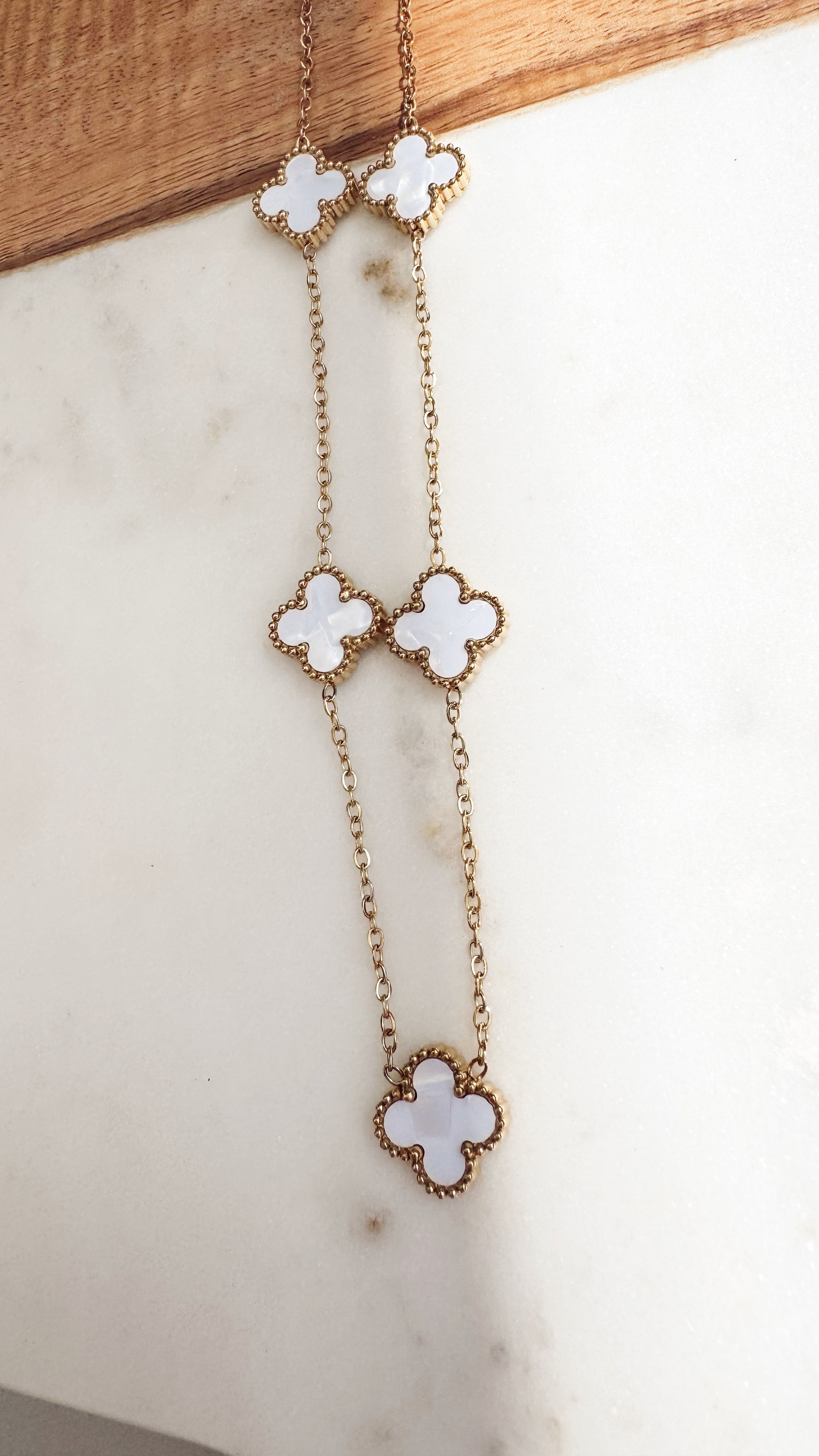 White Clover Charm Necklace