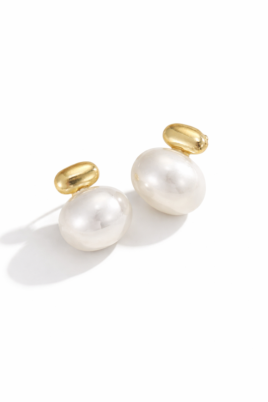 Golden Pearl Drop Earrings