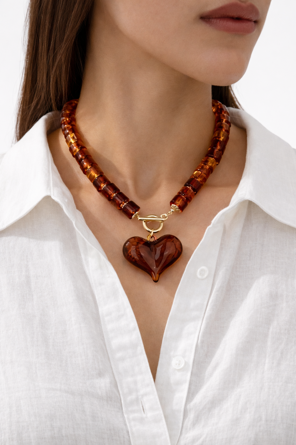 Amber Heart Necklace