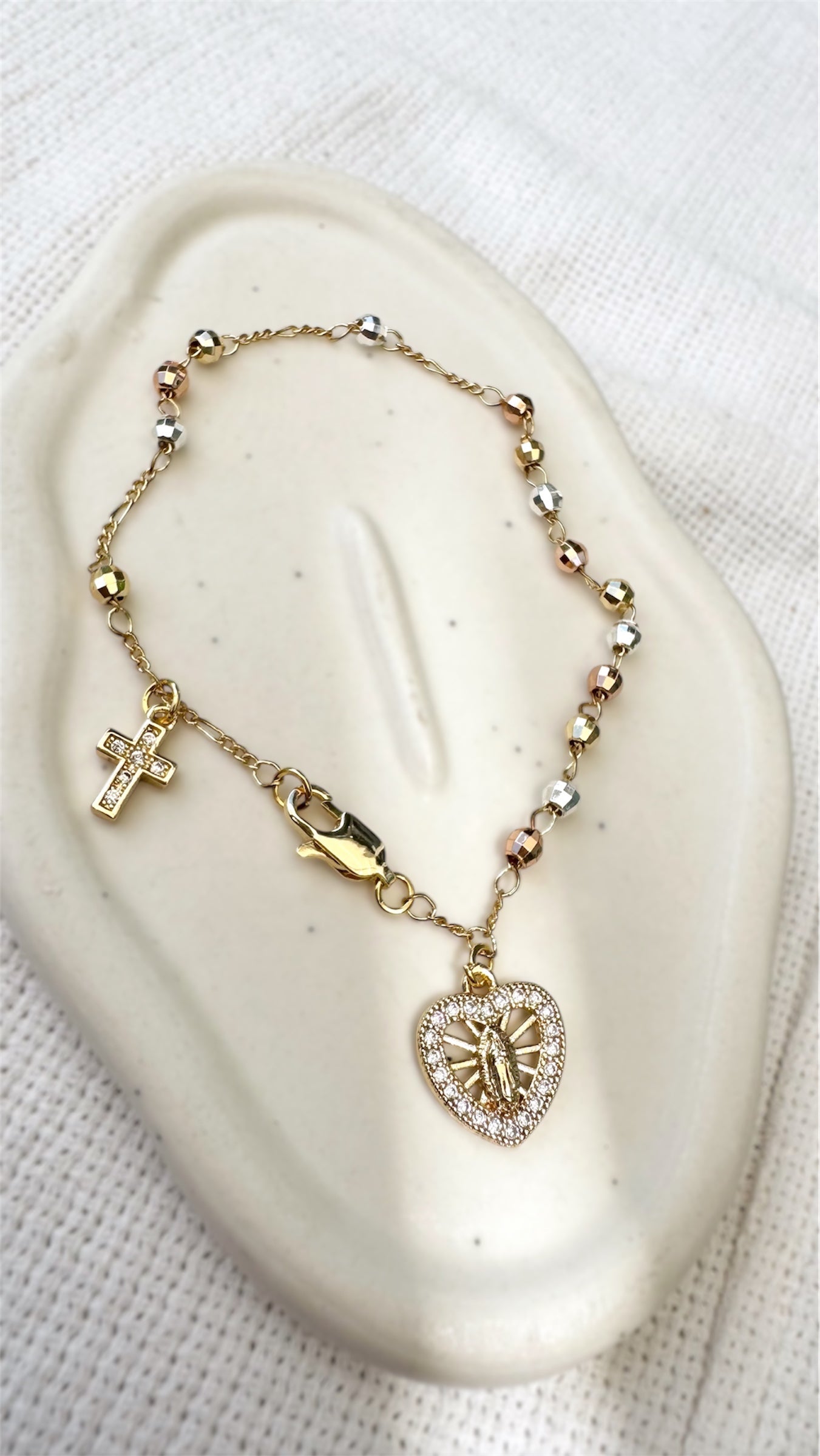 Rosary Bracelet Duo – Silver & Rose Gold