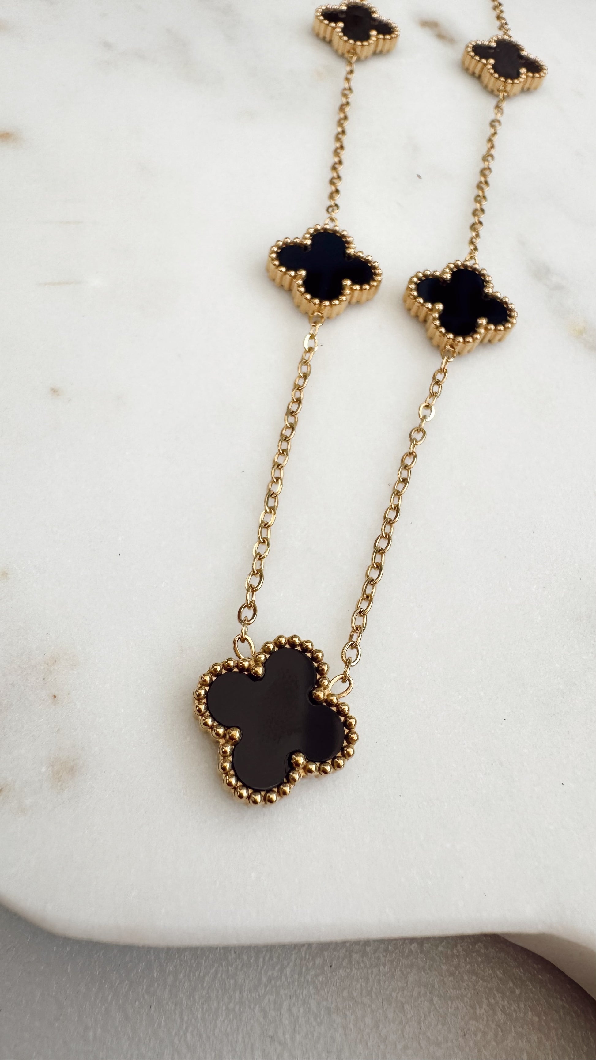 Black Clover Charm Necklace