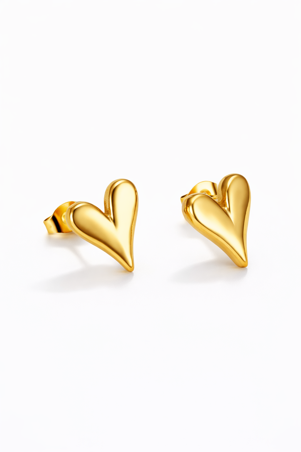 Golden Heart Stud Earrings