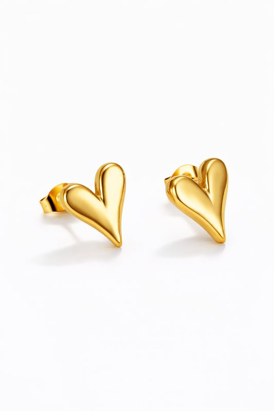 Golden Heart Stud Earrings