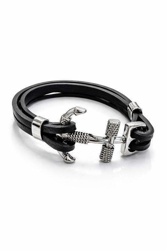 Anchor Leather Bracelet