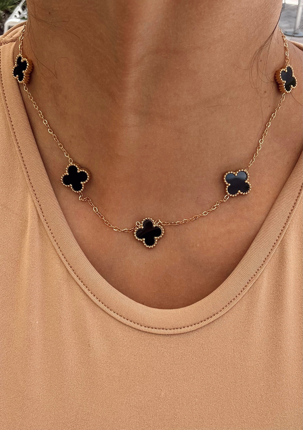 Black Clover Charm Necklace