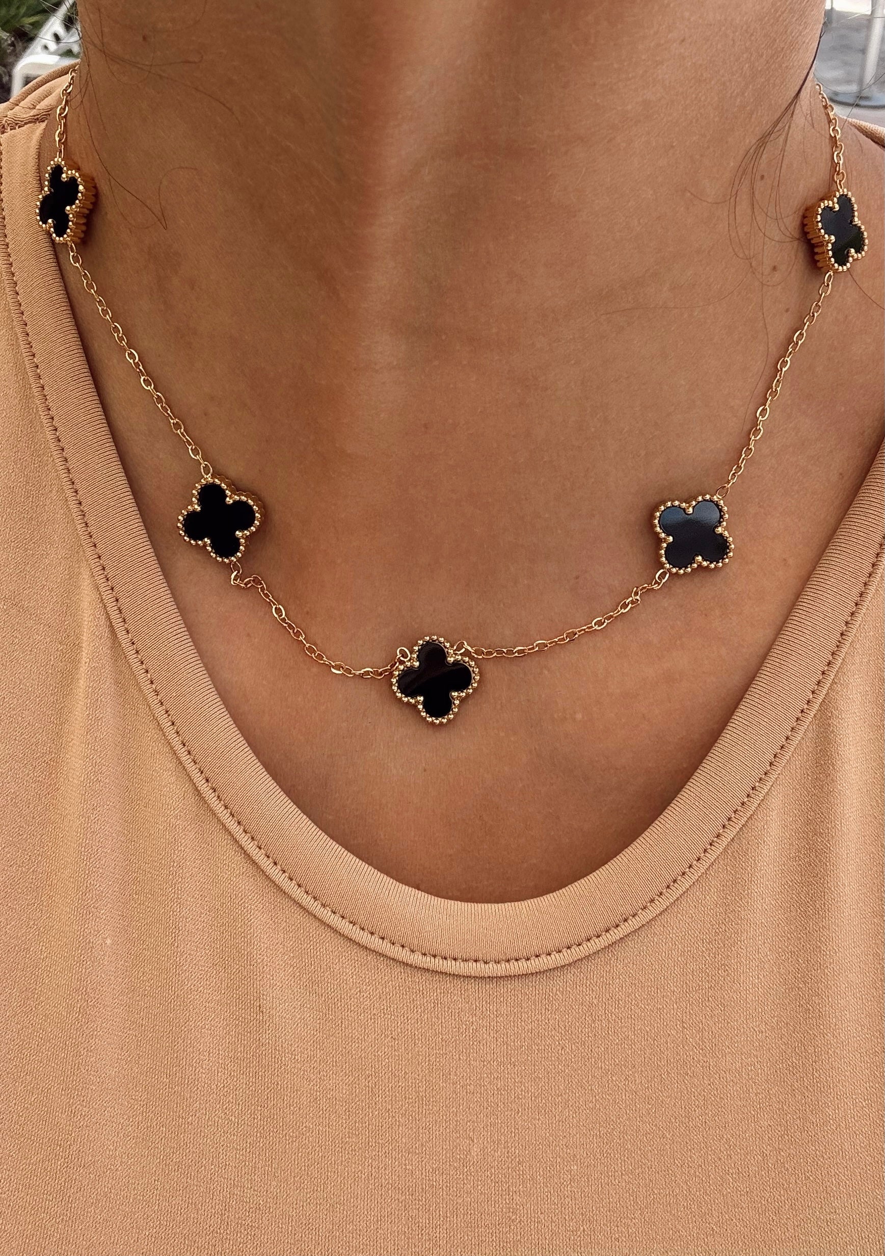 Black Clover Charm Necklace