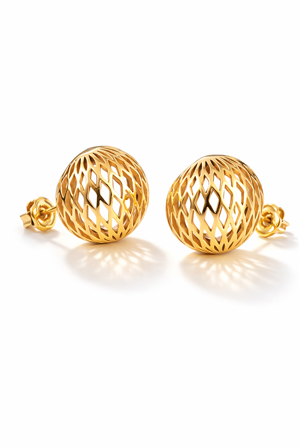 Golden Lattice Sphere Studs