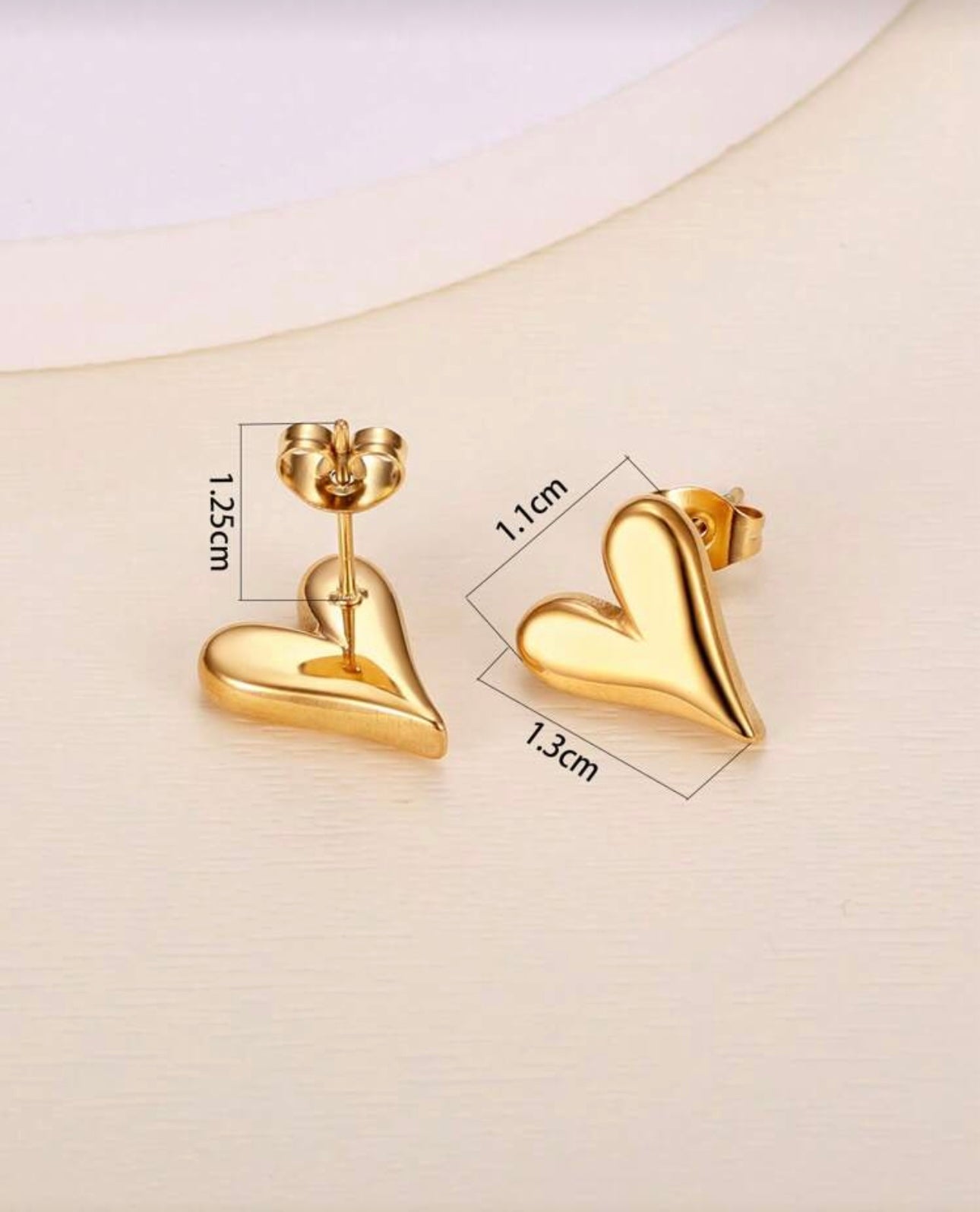 Golden Heart Stud Earrings