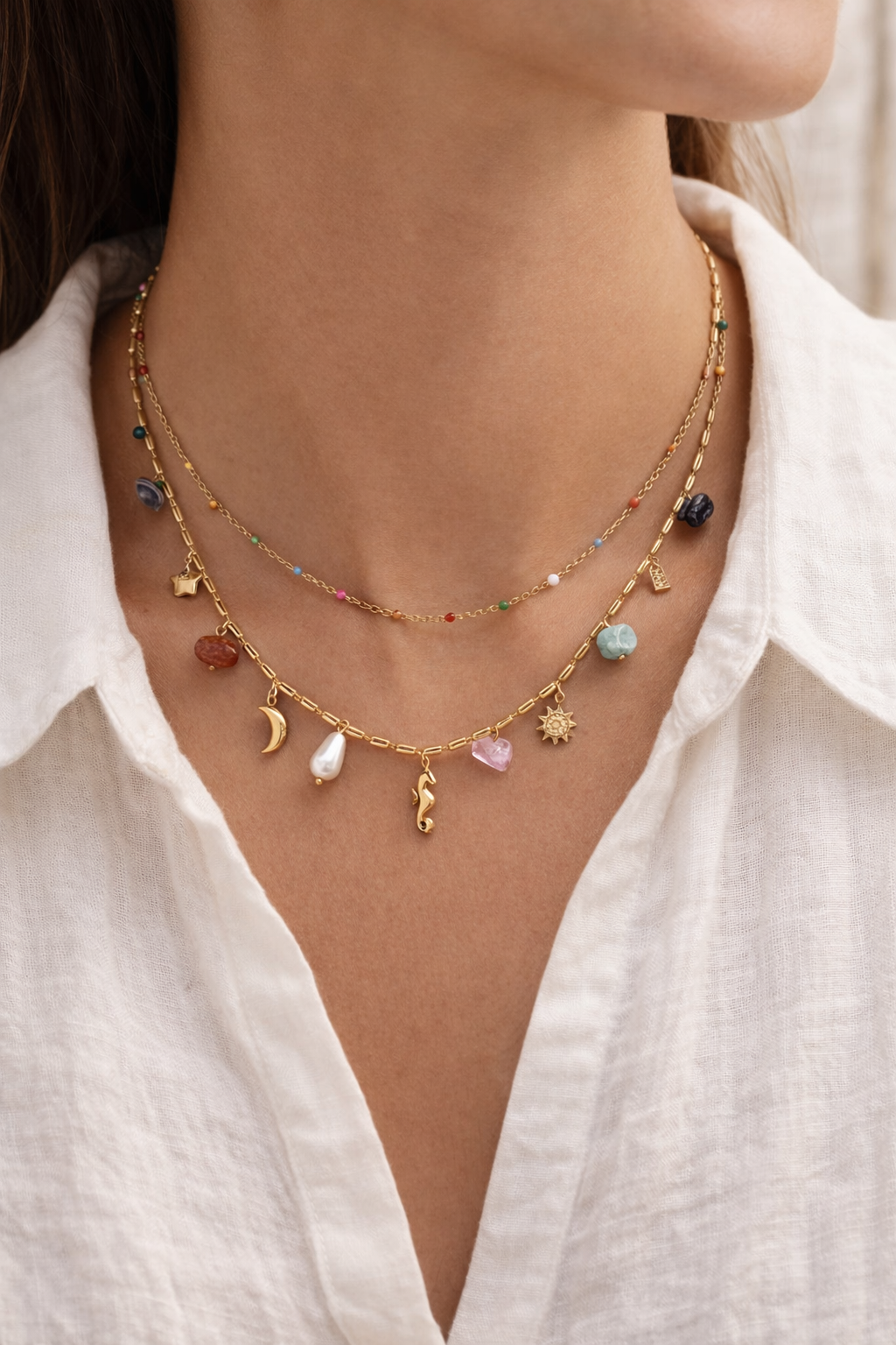 Golden Tide Charm Necklace
