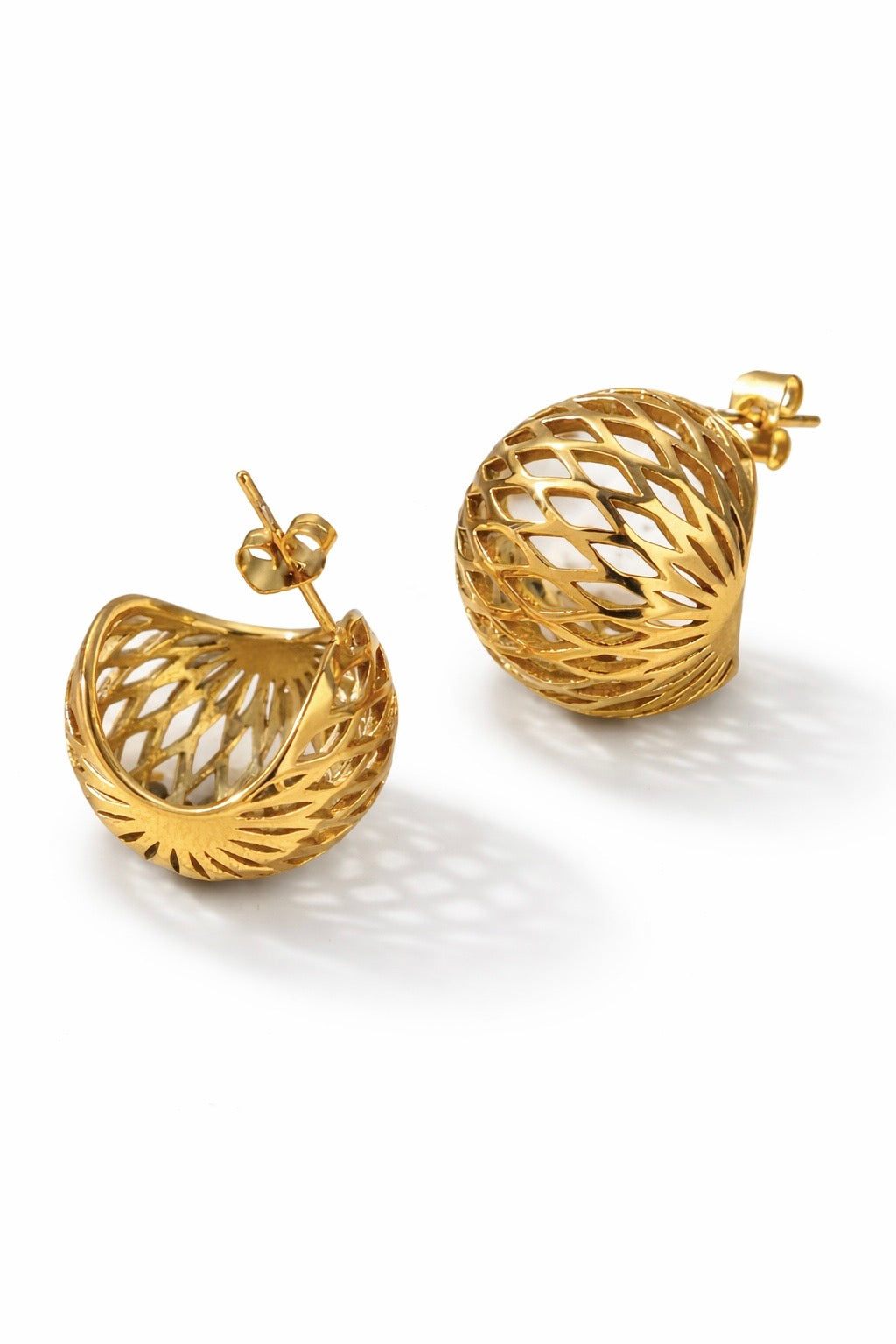 Golden Lattice Sphere Studs