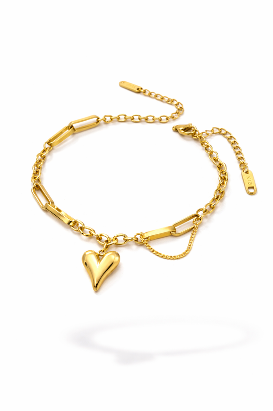 Golden Heart Charm Bracelet