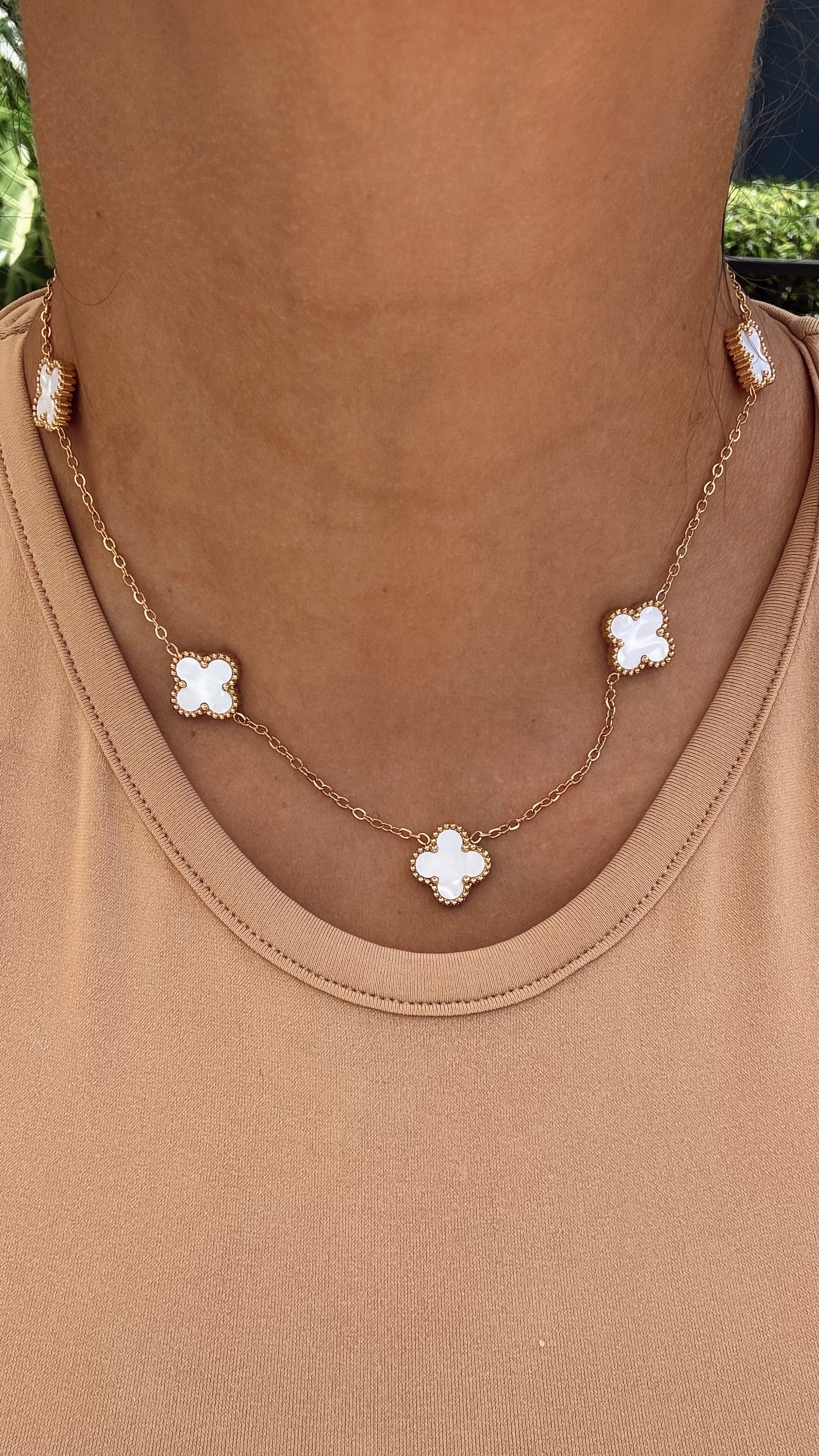 White Clover Charm Necklace