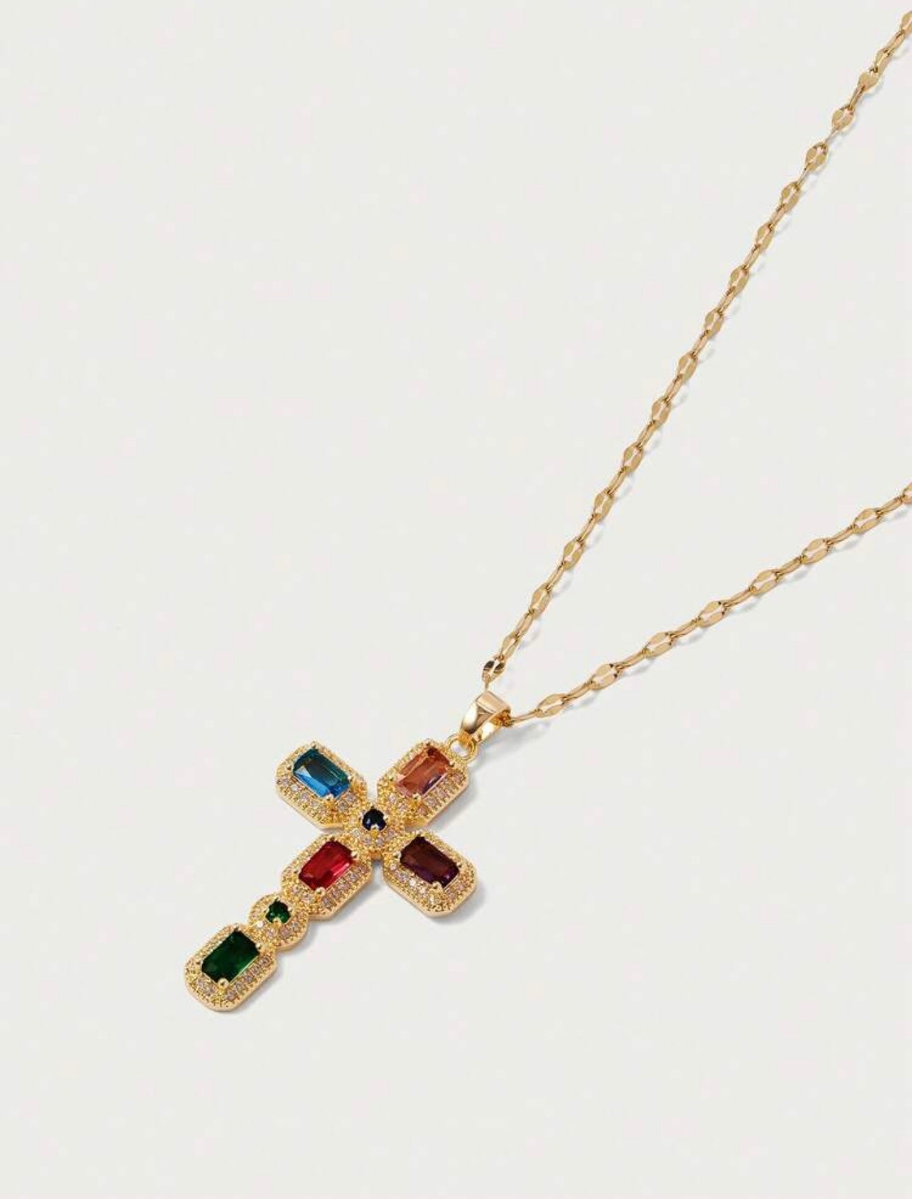 Rainbow Cross Necklace – Waterproof Stainless Steel