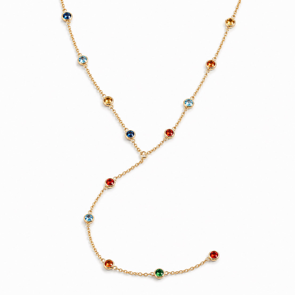 Birthstone Y Necklace – Gold