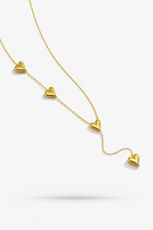 Golden Hearts Lariat Necklace