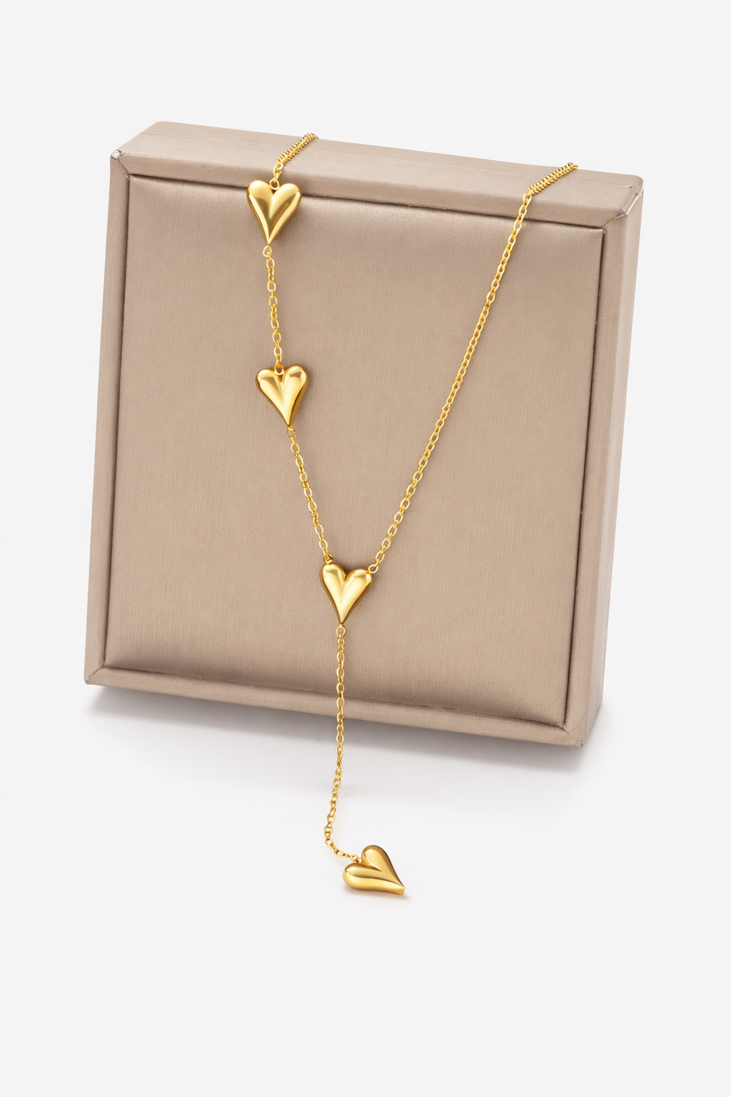 Golden Hearts Lariat Necklace
