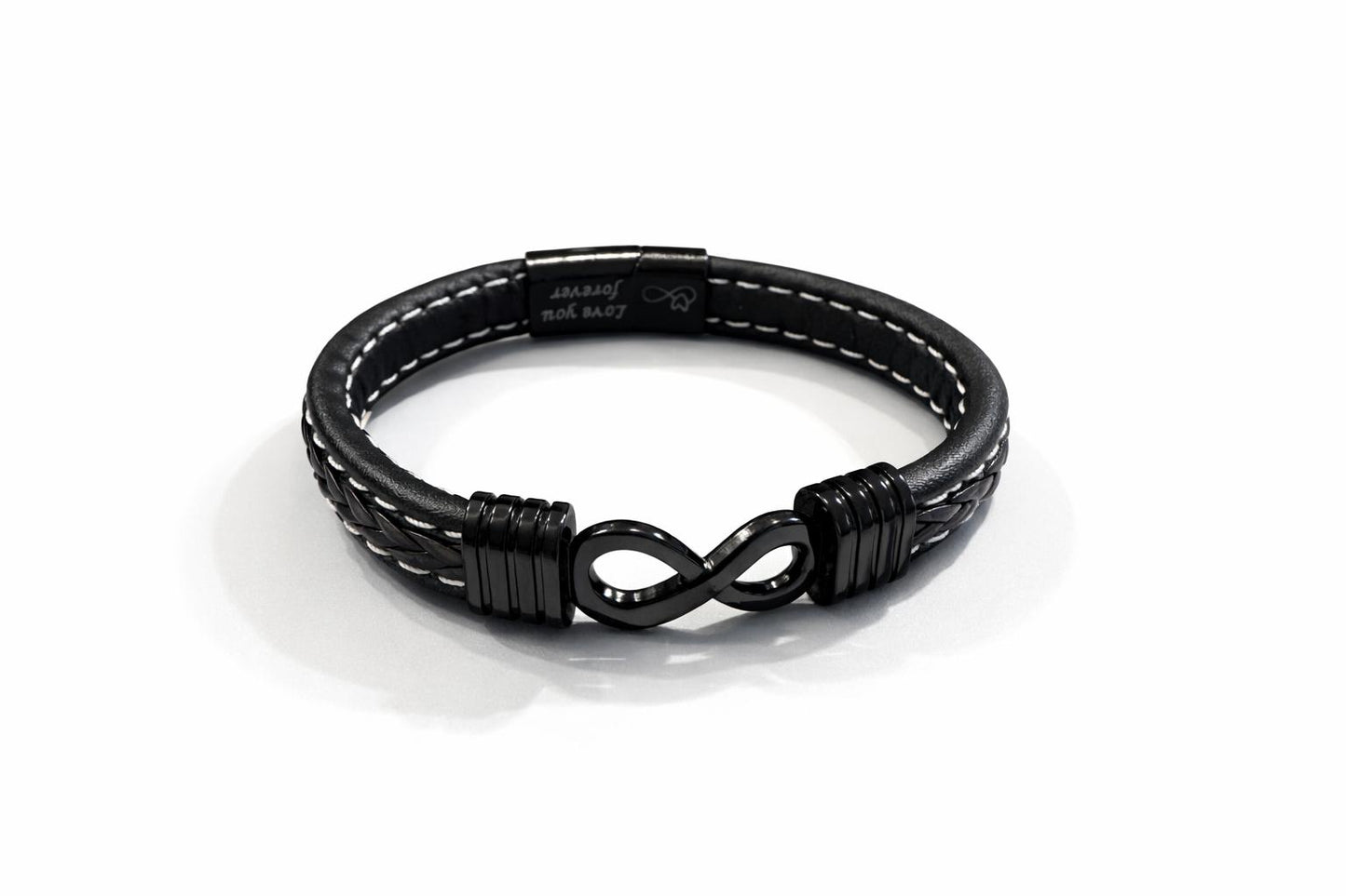 Infinity Black Leather Bracelet