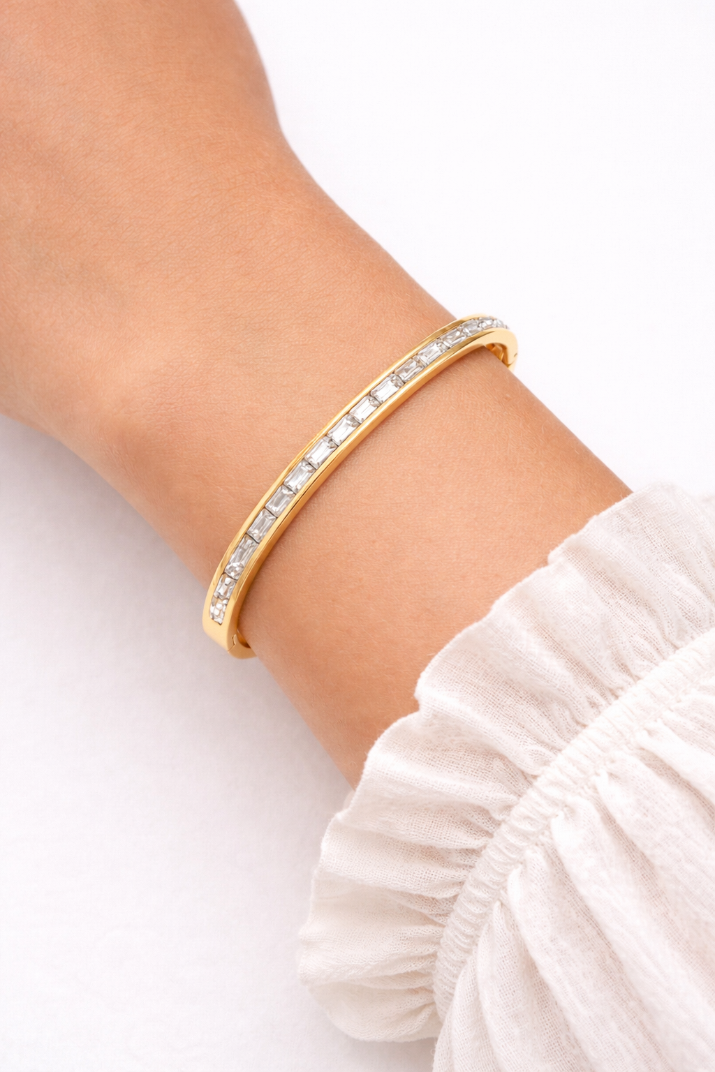 Crystal Gold Bangle Bracelet – Stainless Steel