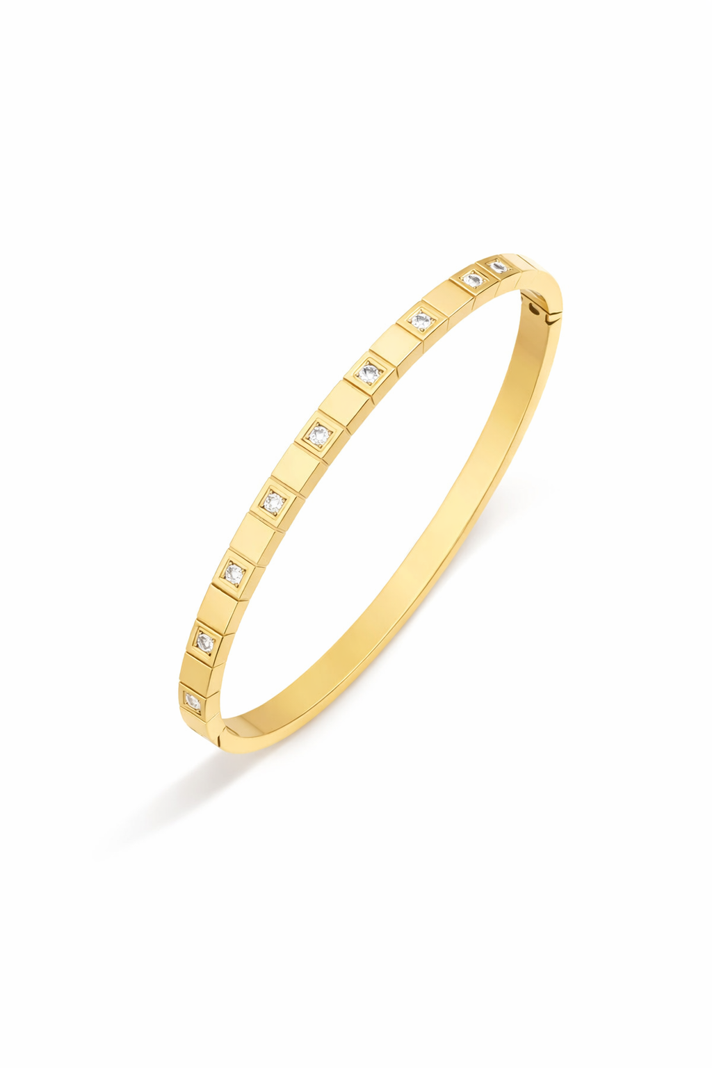 Luxe Square Crystal Bangle – Stainless Steel