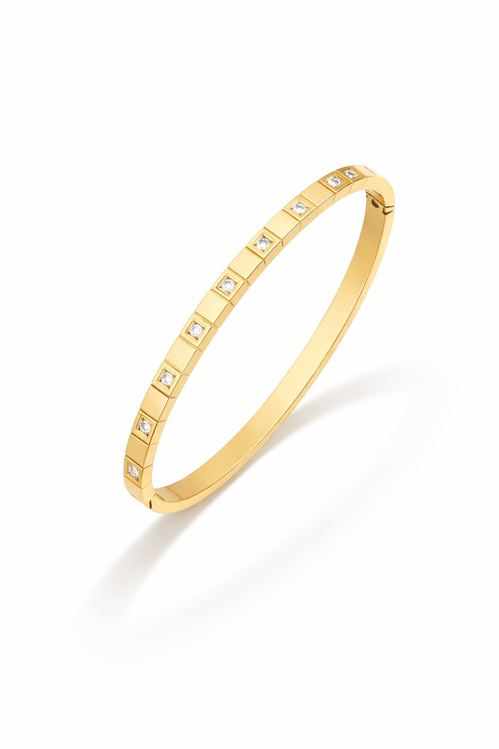 Luxe Square Crystal Bangle – Stainless Steel