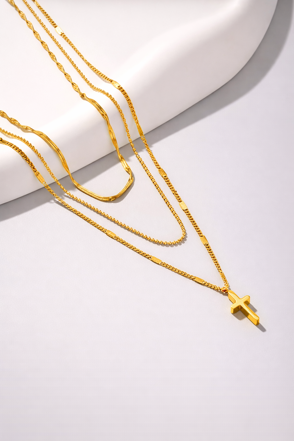 Layered Cross Necklace Set