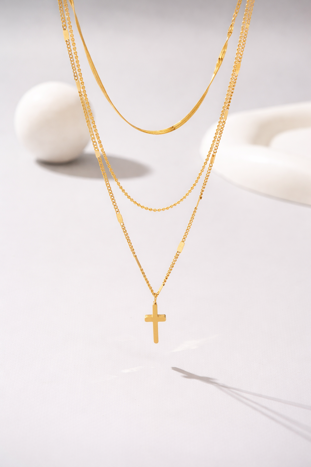 Layered Cross Necklace Set