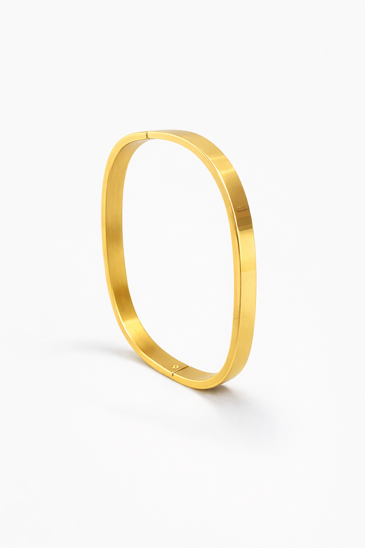 Minimal Square Gold Bangle