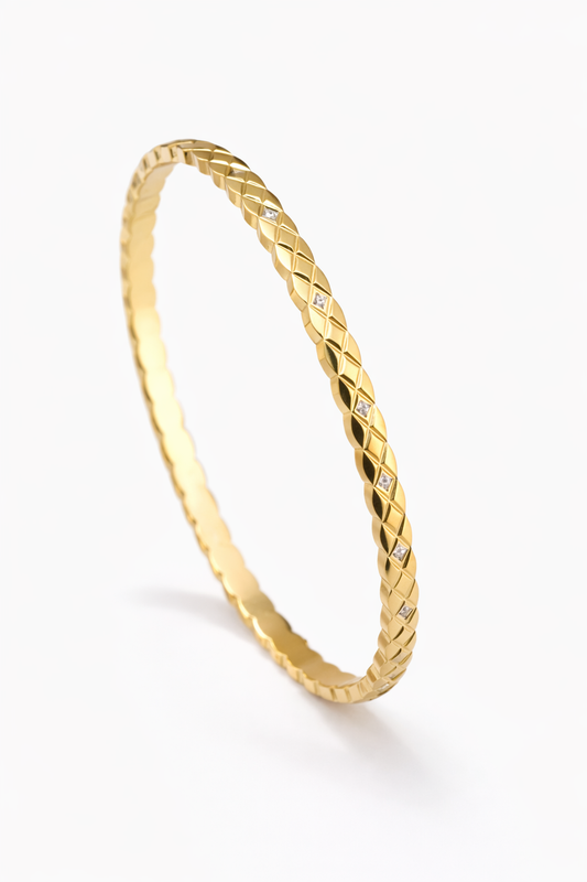 Diamond Cut Gold Bangle