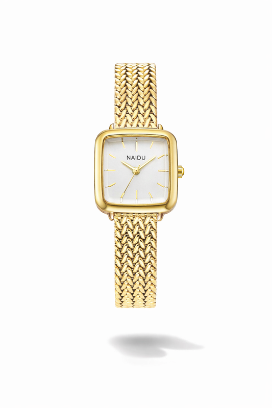 Golden Square Mesh Watch