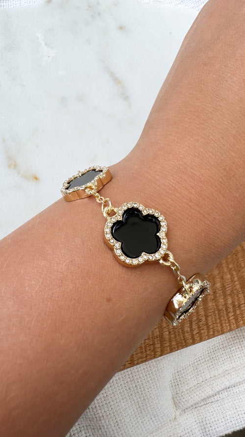 Black Clover Bracelet with Zirconia – Glam Edition