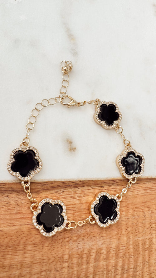 Black Clover Bracelet with Zirconia – Glam Edition