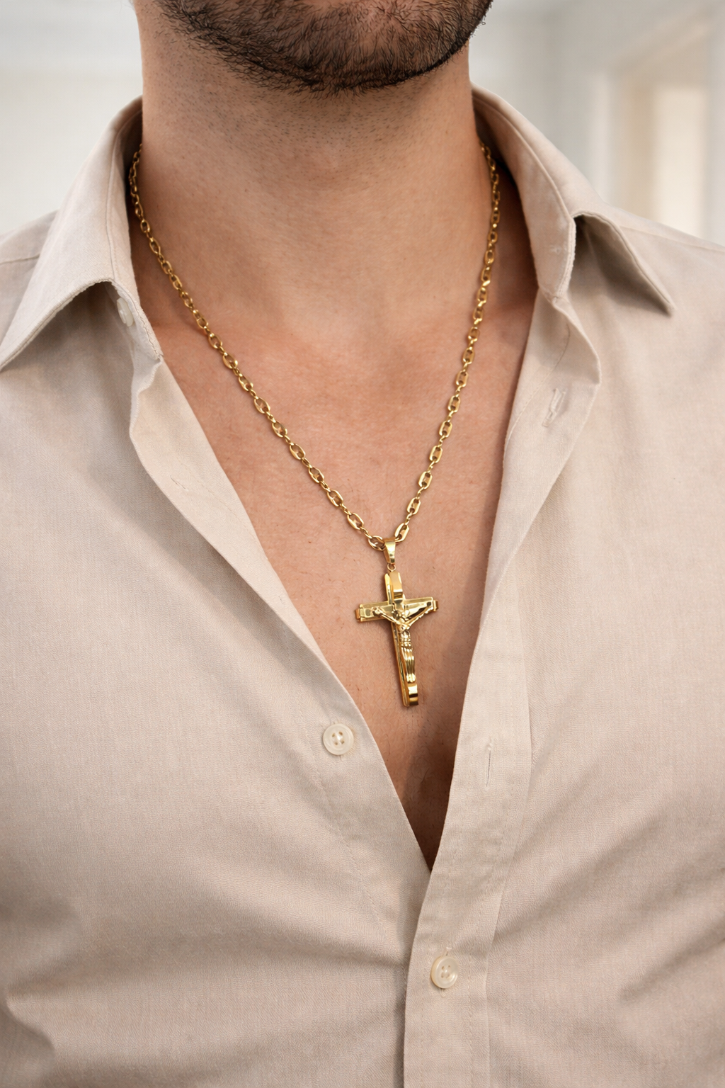 Classic Gold Crucifix Necklace