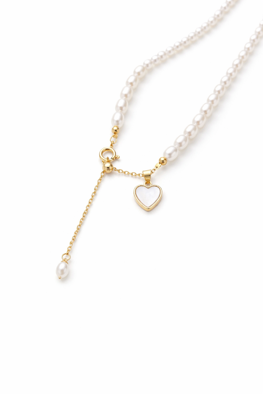 Pearl Heart Drop Necklace