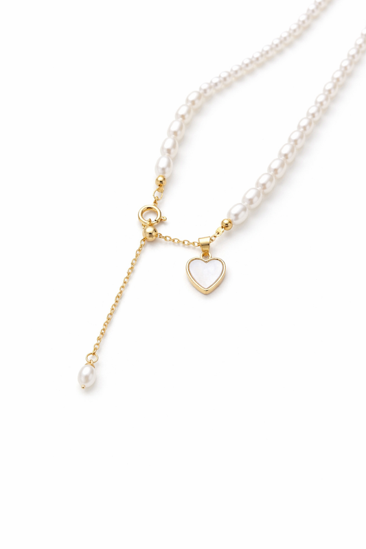 Pearl Heart Drop Necklace