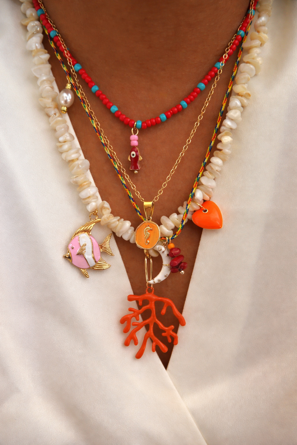 Ocean Charm Layered Necklace Set