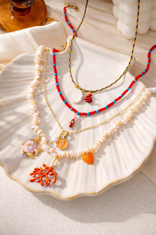 Ocean Charm Layered Necklace Set