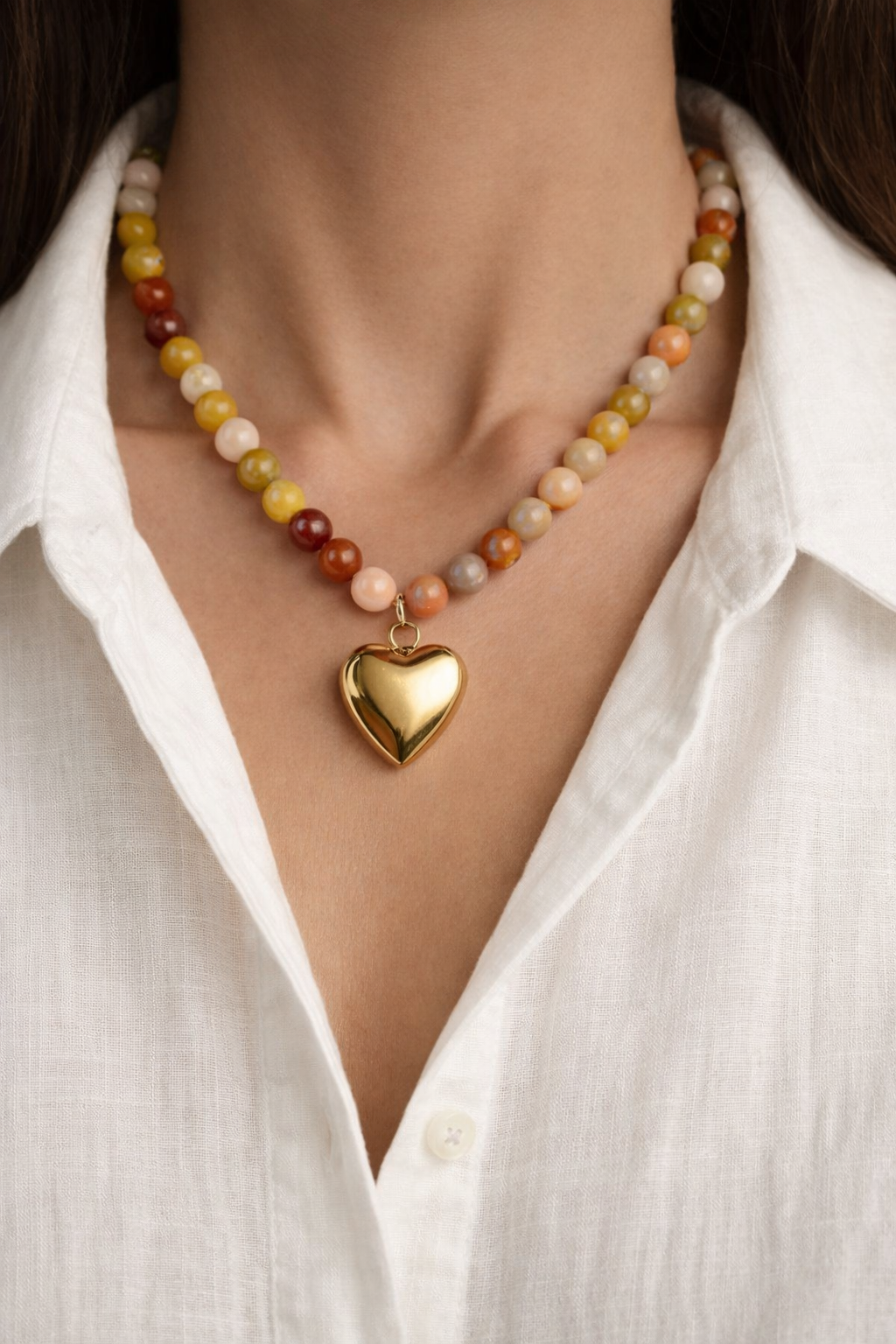 Golden Sunset Heart Necklace