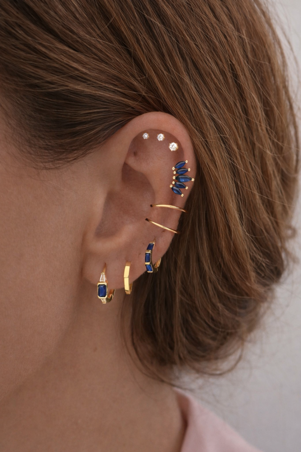 Blue Sapphire Ear Stack Set