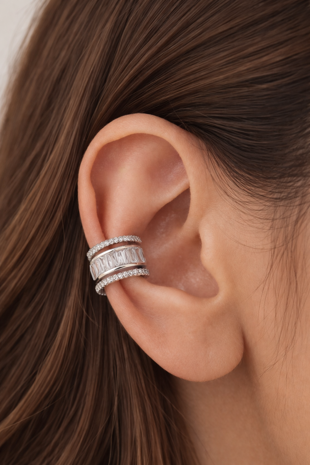 Silver Luxe Baguette Ear Cuff